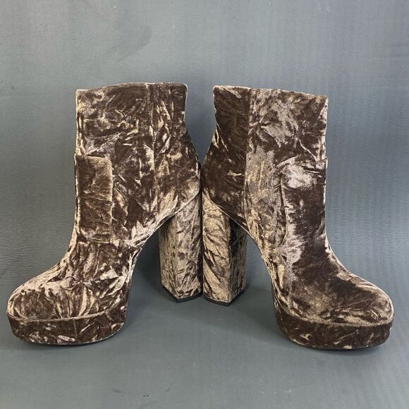 GIANNI BINI Didier Velvet Platform Block Heel Booties Size 7.5 new - Picture 6 of 11